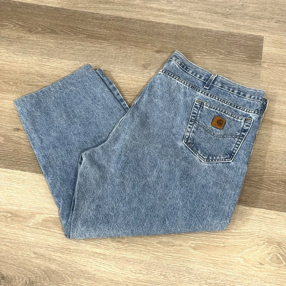 Carhartt Straight Traditional Fit Tapered Leg Stonewash Denim Jeans‎ 50x28
